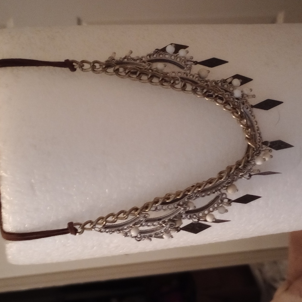 ANTHROPOLOGIE gorgeous multi strand gold, silver and pearls.
